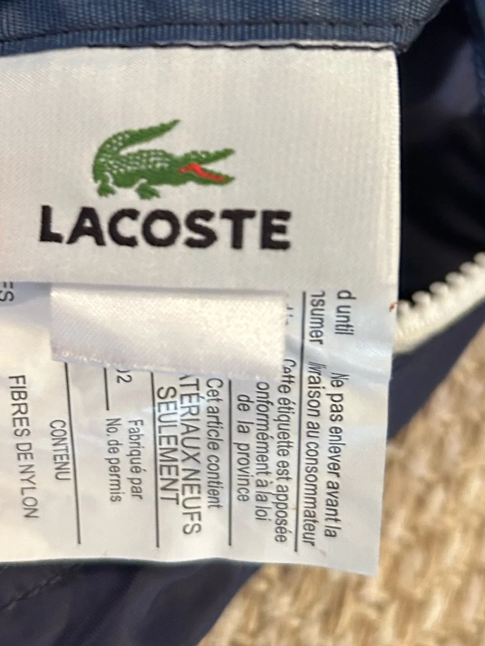 Vtg LACOSTE N41 Croc Pocket Fold Away Duffle Full Zip Packable Navy